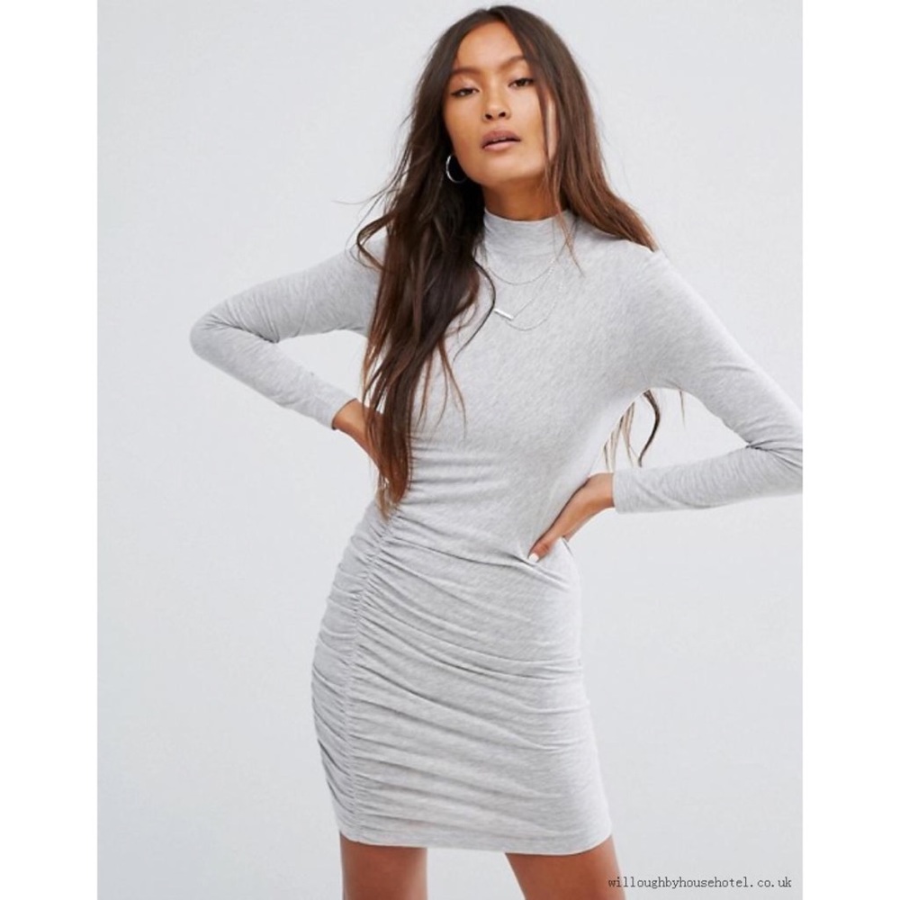 NWOT ASOS Gray Long Sleeve Bodycon Dress